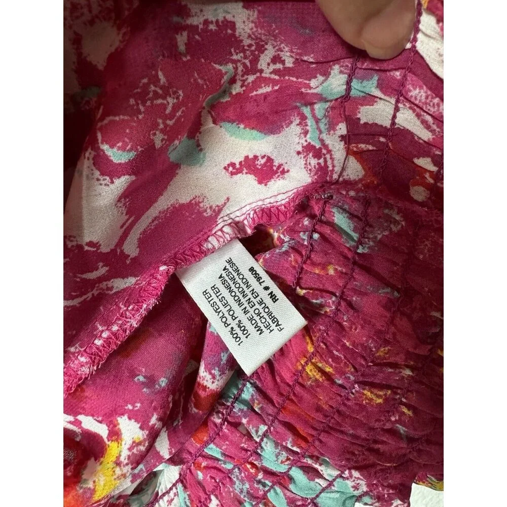 Violet & Claire Floral Sheer Chiffon boho Top Banded Waist Blouse Size‎ XL